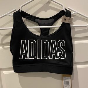 Adidas Black Logo Medium Support Sports Bra Size XS